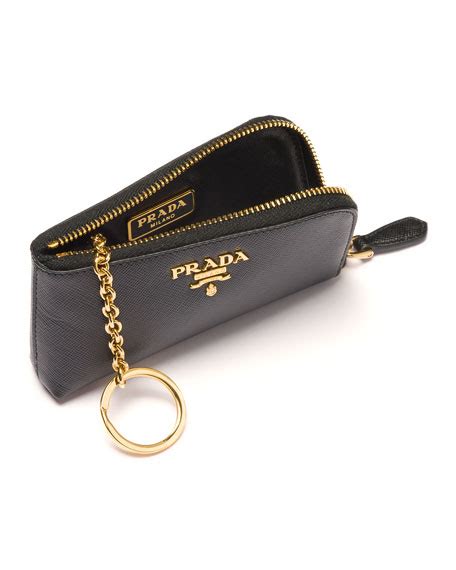 prada saffiano key pouch black nero